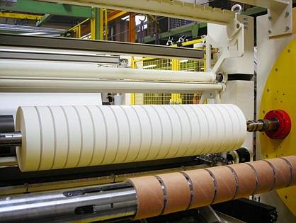 Inline slitting during winding is a speciality of Trützschler winders Inline slitting during winding is a speciality of Trützschler winders