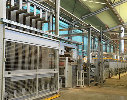 Pic: View of the roller accumulator and the coating and laminating line (c) 2017 Brückner Pic: View of the roller accumulator and the coating and laminating line (c) 2017 Brückner