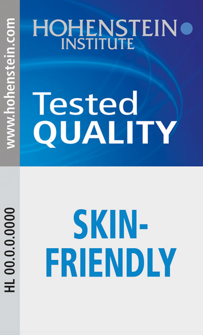 Pic: The Hohenstein Quality Label “Skinfriendly” can be used for supporting advertising and attests independent checks and trade safety © Hohenstein Group Pic: The Hohenstein Quality Label “Skinfriendly” can be used for supporting advertising and attests independent checks and trade safety © Hohenstein Group