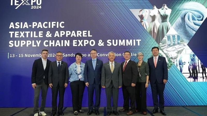 From Left to Right: (1) Jonas Wand, CEO and Co-Founder, FOURSOURCE, (2) Xu Yingxin, Vice President, China National Textile and Apparel Council (CNTAC), (3) Sharon Lim, President, Singapore Fashion Council, (4) Sun Ruizhe, President, China National Textile and Apparel Council (CNTAC), (5) Albert Tan, Chairman, ASEAN Federation of Textile Industries (AFTEX), (6) Poh Chi Chuan, Executive Director, Exhibition and Conferences Singapore Tourism Board, (8) Peter Liang Pengcheng, President, Sub-Council of Textile Industry, China Council for the Promotion of International Trade (CCPIT TEX) © 2024 APTEXPO From Left to Right: (1) Jonas Wand, CEO and Co-Founder, FOURSOURCE, (2) Xu Yingxin, Vice President, China National Textile and Apparel Council (CNTAC), (3) Sharon Lim, President, Singapore Fashion Council, (4) Sun Ruizhe, President, China National Textile and Apparel Council (CNTAC), (5) Albert Tan, Chairman, ASEAN Federation of Textile Industries (AFTEX), (6) Poh Chi Chuan, Executive Director, Exhibition and Conferences Singapore Tourism Board, (8) Peter Liang Pengcheng, President, Sub-Council of Textile Industry, China Council for the Promotion of International Trade (CCPIT TEX) © 2024 APTEXPO