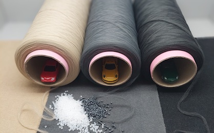 PET BCF yarns for automotive carpet.
(Photo: © Beaulieu International Group) PET BCF yarns for automotive carpet.
(Photo: © Beaulieu International Group)