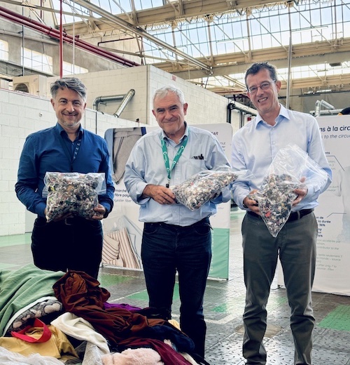 CARBIOS X Nouvelles Fibres Textiles
(L-R) Emmanuel Ladent (CEO, CARBIOS), Eric Boël (Co-director of Nouvelles Fibres Textiles) and Mathieu Berthoud (Strategic Sourcing Director, CARBIOS) © 2024 CARBIOS CARBIOS X Nouvelles Fibres Textiles
(L-R) Emmanuel Ladent (CEO, CARBIOS), Eric Boël (Co-director of Nouvelles Fibres Textiles) and Mathieu Berthoud (Strategic Sourcing Director, CARBIOS) © 2024 CARBIOS