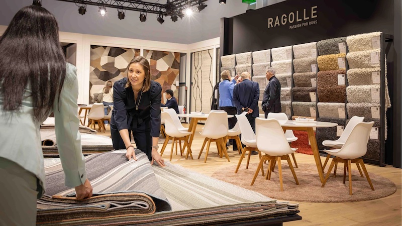 The new area ‘Belgian Textiles’ is initiated by the association Fedustria and the exhibitor Ragolle Rugs. Photo: Messe Frankfurt. © 2024 The new area ‘Belgian Textiles’ is initiated by the association Fedustria and the exhibitor Ragolle Rugs. Photo: Messe Frankfurt. © 2024