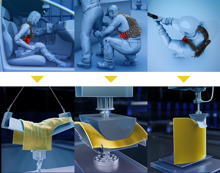 Testing laboratory Hohenstein and DuPont have collaborated to develop three innovative and reliable test methods for soft ballistic inserts: The Lower Costal Bending (LCB) test, the Double Curvature Compression (DCC) test and the Edge Pressure (EP) test. Picture: Courtesy of DuPont ©2024 Testing laboratory Hohenstein and DuPont have collaborated to develop three innovative and reliable test methods for soft ballistic inserts: The Lower Costal Bending (LCB) test, the Double Curvature Compression (DCC) test and the Edge Pressure (EP) test. Picture: Courtesy of DuPont ©2024