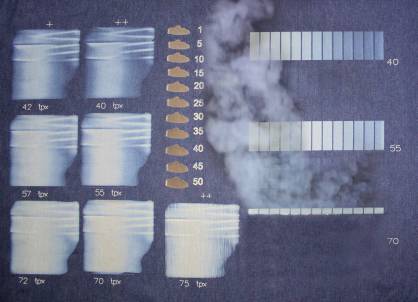 Denim fabric showing the new Light Sensitive Fabric (LSF) test (c) 2017 Jeanologia Denim fabric showing the new Light Sensitive Fabric (LSF) test (c) 2017 Jeanologia