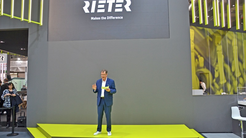 Riter CEO Thomas Oetterli at ITMA 2023 © 2024 TexData International Riter CEO Thomas Oetterli at ITMA 2023 © 2024 TexData International