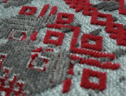 MWE Duo carpet sample woven on ALPHA 500 Series (c) 2019 Stäubli MWE Duo carpet sample woven on ALPHA 500 Series (c) 2019 Stäubli