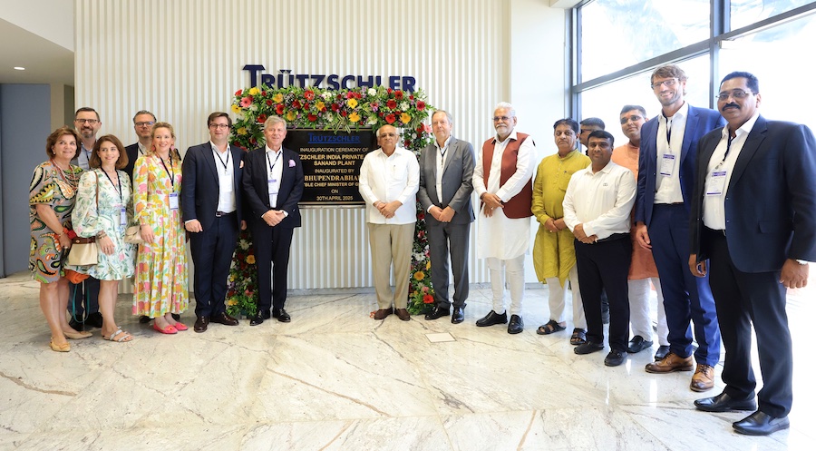Celebrating the inauguration of the new Trützschler manufacturing facility in Sanand, India. From left to right: Edda Schürenkrämer, Shareholder, Alexander Stampfer, CSO, Caroline Lange, Shareholder, Florian Rück, CFO, Charlotte Fontaine, Shareholder and member of the Supervisory Board, Florian Schürenkrämer, Shareholder and member of the Supervisory Board, Dr. Michael Schürenkrämer, Shareholder, Shri Bhupendra Bhai Patel, Chief Minister of Gujarat, Heinrich Trützschler, Shareholder, Shri Parshottam Ji Rupala, Member of Parliament, Shri Kanubhai Patel, Member of Gujrat Legislative Assembly, Heinrich Krull, COO, and Joseph Thomson, CEO Trützschler India © 2025 Trützschler Celebrating the inauguration of the new Trützschler manufacturing facility in Sanand, India. From left to right: Edda Schürenkrämer, Shareholder, Alexander Stampfer, CSO, Caroline Lange, Shareholder, Florian Rück, CFO, Charlotte Fontaine, Shareholder and member of the Supervisory Board, Florian Schürenkrämer, Shareholder and member of the Supervisory Board, Dr. Michael Schürenkrämer, Shareholder, Shri Bhupendra Bhai Patel, Chief Minister of Gujarat, Heinrich Trützschler, Shareholder, Shri Parshottam Ji Rupala, Member of Parliament, Shri Kanubhai Patel, Member of Gujrat Legislative Assembly, Heinrich Krull, COO, and Joseph Thomson, CEO Trützschler India © 2025 Trützschler
