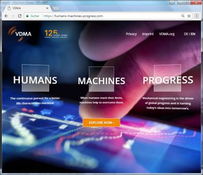 The new website humans-machines-progress.com (c) 2017 VDMA The new website humans-machines-progress.com (c) 2017 VDMA