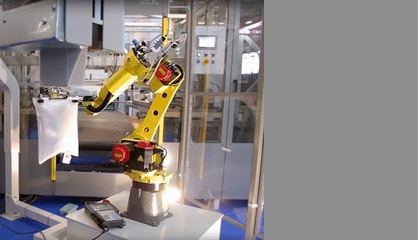 The new robotic pillow filling system has the ability to fill and finish some 3,840 pillows per eight-hour shift. (c) 2019 AWOL The new robotic pillow filling system has the ability to fill and finish some 3,840 pillows per eight-hour shift. (c) 2019 AWOL