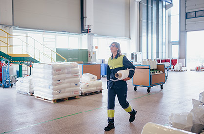Roll of filtration fibres produced on the meltblown pilot line in the Borealis Innovation Headquarters in Linz, Austria. Photo: © Borealis