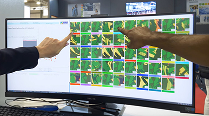 Using machine learning the vision system automatically trains new styles and Shelton’s AI platform is continuously updating to achieve high accuracy of real time defect naming and grading. © 2023 BTMA Using machine learning the vision system automatically trains new styles and Shelton’s AI platform is continuously updating to achieve high accuracy of real time defect naming and grading. © 2023 BTMA