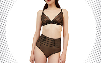 A woman wears a bra and panty set with LYCRA® FitSense™ technology for nipple concealment and lightweight, targeted support. (Photo: Business Wire)