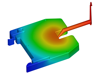 Injection filling simulation performed on electric parts. © 2022 DOMO Injection filling simulation performed on electric parts. © 2022 DOMO