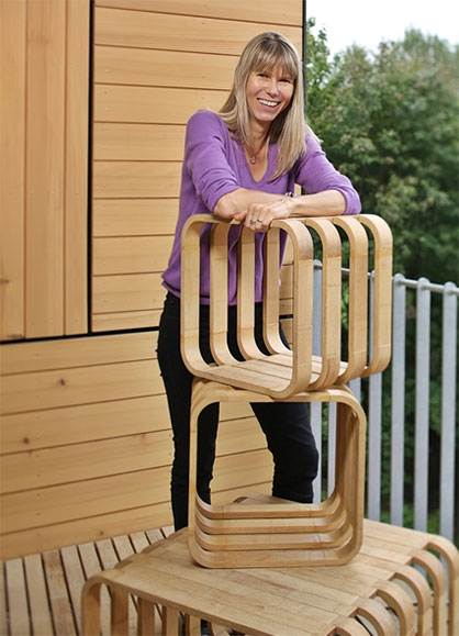 Tanja Zimmermann on the balcony of the NEST unit Tanja Zimmermann on the balcony of the NEST unit