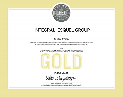LEED Gold Certification © 2023 Esquel group LEED Gold Certification © 2023 Esquel group