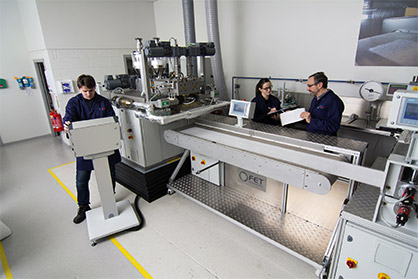 Many trials and test with sustainable polyamides and polyesters, as well as with PHAs and a range of of PLAs, have been undertaken by the company. (c) 2020 FET Many trials and test with sustainable polyamides and polyesters, as well as with PHAs and a range of of PLAs, have been undertaken by the company. (c) 2020 FET