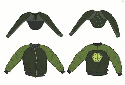 Project results of the TPL in cooperation with the Hans Riegel Foundation: Interactive jacket controls LEDs through arm movements © Textile Prototyping Lab Project results of the TPL in cooperation with the Hans Riegel Foundation: Interactive jacket controls LEDs through arm movements © Textile Prototyping Lab