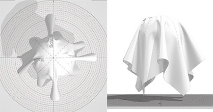 Determining the draping behavior using a drapemeter is an important parameter for the realistic 3D simulation of textile fabrics. © Hohenstein Determining the draping behavior using a drapemeter is an important parameter for the realistic 3D simulation of textile fabrics. © Hohenstein