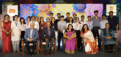 L to R Ms. Seema Srivastava, Executive Director India ITME Society; Mr. Sanjiv Lathia, Past Chairman, India ITME Society; Mr. S. Hari Shankar, Chairman, India ITME Society; Ms. Roop Rashi Mahapatra, IA&AS, Textile Commissioner, Govt. of India; Ms. Swati Pandey, Postmaster General, India Post; Mr. Ketan Sanghvi, Hon Treasurer, India ITME Society alongwith the Faculties & Students of VJTI & NIFT © 2021 INDIA ITME
L to R Ms. Seema Srivastava, Executive Director India ITME Society; Mr. Sanjiv Lathia, Past Chairman, India ITME Society; Mr. S. Hari Shankar, Chairman, India ITME Society; Ms. Roop Rashi Mahapatra, IA&AS, Textile Commissioner, Govt. of India; Ms. Swati Pandey, Postmaster General, India Post; Mr. Ketan Sanghvi, Hon Treasurer, India ITME Society alongwith the Faculties & Students of VJTI & NIFT © 2021 INDIA ITME
