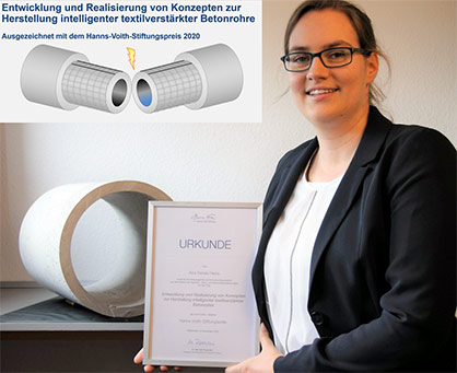 ITA doctoral candidate Kira Heins with certificate of the Hanns Voith Foundation Award, source: ITA