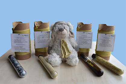Teddy bear with scarf made from recycled acrylic waste © 2022 ITA Teddy bear with scarf made from recycled acrylic waste © 2022 ITA