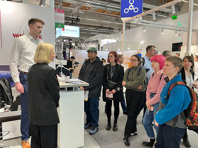 More than 200 students learned about the current Erasmus+ project Addtex at this years Techtextil as well as about the member companies and their products in guided tours of the trade fairs especially for them. Photo: IVGT More than 200 students learned about the current Erasmus+ project Addtex at this years Techtextil as well as about the member companies and their products in guided tours of the trade fairs especially for them. Photo: IVGT