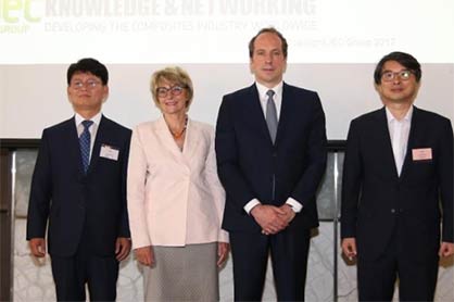 Pic: Ribbon Cutting Ceremony at JEC Asia 2017 (from Left to Right): M. CHUNG, M. PARK, M. SONG, Ms. MUTEL, M. DERUFFE, M. YOON and M. AHN (c) 2017 JEC Group Pic: Ribbon Cutting Ceremony at JEC Asia 2017 (from Left to Right): M. CHUNG, M. PARK, M. SONG, Ms. MUTEL, M. DERUFFE, M. YOON and M. AHN (c) 2017 JEC Group