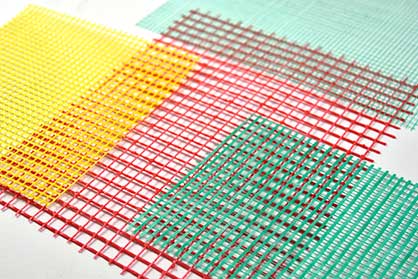Grid structures from a knitting machines with weft insertion for use in the construction sector © 2021 KARL MAYER Grid structures from a knitting machines with weft insertion for use in the construction sector © 2021 KARL MAYER