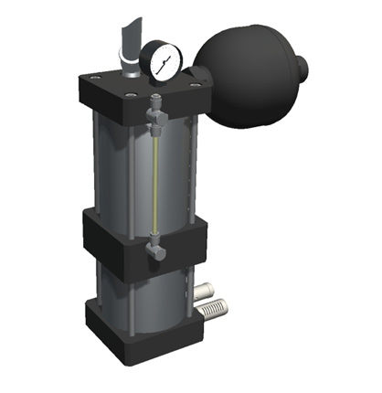 Pneumatic cylinder used to control the hydraulic main brake cylinder © 2022 KARL MAYER Pneumatic cylinder used to control the hydraulic main brake cylinder © 2022 KARL MAYER