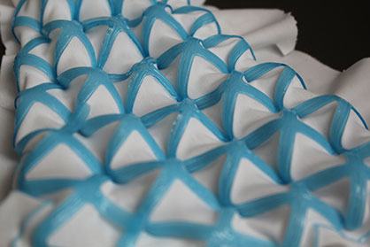 Fig. 3: Example of 3D printed warp knitted fabric © 2023 KARL MAYER Fig. 3: Example of 3D printed warp knitted fabric © 2023 KARL MAYER