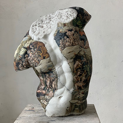 Credit: Fabio Viale, Koros 2020  White marble and pigments.