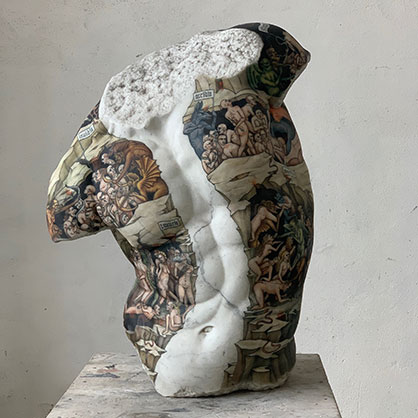 Credit: Fabio Viale, Koros 2020 White marble and pigments. Credit: Fabio Viale, Koros 2020 White marble and pigments.