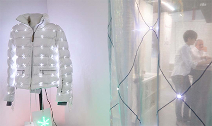 Pic: Eye-catcher: Ski fashions with integrated LEDs at the exhibition stand of Forster Rohner Textile Innovations / Source: Messe Frankfurt Exhibition GmbH
