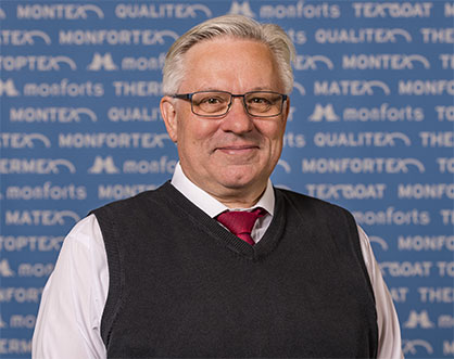 Monforts Head of Technical Textiles Jürgen Hanel. © 2021 Monforts Monforts Head of Technical Textiles Jürgen Hanel. © 2021 Monforts