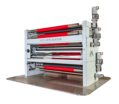 The Monforts EcoApplicator enable perfect finishes via a precise direct application system, as an alternative to conventional padding. © 2022 Monforts The Monforts EcoApplicator enable perfect finishes via a precise direct application system, as an alternative to conventional padding. © 2022 Monforts
