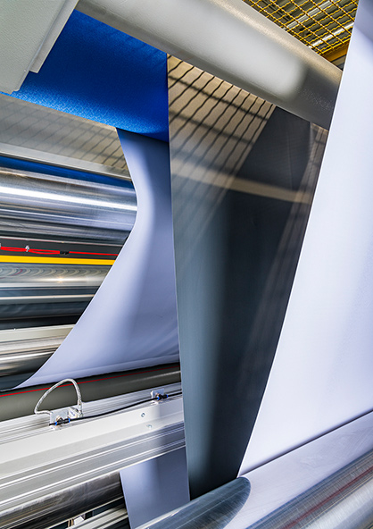 The substrates of choice for digital printing are 100% polyester warp knits which have extremely smooth surfaces. © 2023 Monforts The substrates of choice for digital printing are 100% polyester warp knits which have extremely smooth surfaces. © 2023 Monforts