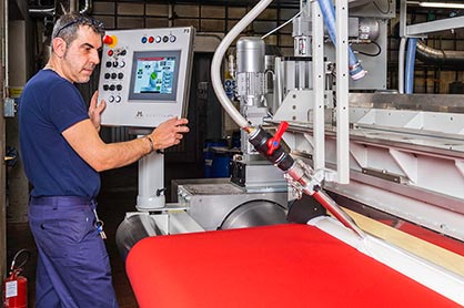 The extremely flexible texCoat unit at Mariani in Italy is allowing the company to carry out both knife over air and knife over roller coating based on simple and user-friendly PLC techniques. (c) 2019 Monforts The extremely flexible texCoat unit at Mariani in Italy is allowing the company to carry out both knife over air and knife over roller coating based on simple and user-friendly PLC techniques. (c) 2019 Monforts