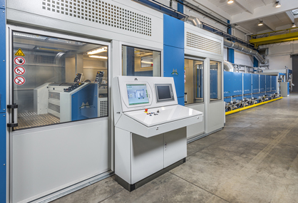(c)2022 Monforts - The technical textiles line at the ATC is fitted with an explosion-proof coating application chamber. (c)2022 Monforts - The technical textiles line at the ATC is fitted with an explosion-proof coating application chamber.
