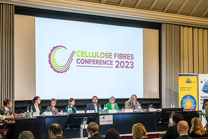 Cellulose Fibres Conference Panel Discussion Birgit Kosan (Thüringisches Institut für Textil- und Kunststoff-Forschung), Judith Günther (LIST Technology), Ellen Bendt (Forschungsinstitute für Textil und Bekleidung (FTB) / Hochschule Niederrhein), Ingo Bernt (Kelheim Fibres), Asta Partanen (nova-Institut), Michael Carus (nova-Institut)
Source: nova-Institut GmbH Cellulose Fibres Conference Panel Discussion Birgit Kosan (Thüringisches Institut für Textil- und Kunststoff-Forschung), Judith Günther (LIST Technology), Ellen Bendt (Forschungsinstitute für Textil und Bekleidung (FTB) / Hochschule Niederrhein), Ingo Bernt (Kelheim Fibres), Asta Partanen (nova-Institut), Michael Carus (nova-Institut)
Source: nova-Institut GmbH