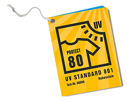 Always check for the UV STANDARD 801 label when buying UV-protective textiles. (c) 2018 Hohenstein Always check for the UV STANDARD 801 label when buying UV-protective textiles. (c) 2018 Hohenstein