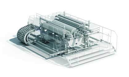 LAMICOR-CL Laminator: The heart of the Ultrathin Coating extrusion coating line.
Picture: Reifenhäuser LAMICOR-CL Laminator: The heart of the Ultrathin Coating extrusion coating line.
Picture: Reifenhäuser