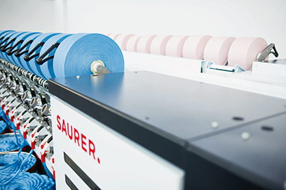 BD 8 semi-automatic rotor-spinning machine for producing yarns from virgin and recycled fibres. © 2023 Saurer BD 8 semi-automatic rotor-spinning machine for producing yarns from virgin and recycled fibres. © 2023 Saurer