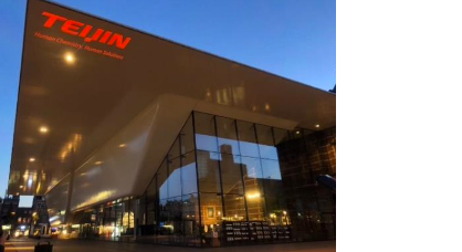 Teijin brand logo projected on the “bat Teijin brand logo projected on the “bat