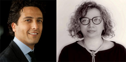 On the left, Francesco Marini, President of Museo Del Tessuto di Prato; on the right Giusy Bettoni, CEO and founder of C.LA.S.S. ecohub © 2021 C.L.A.S.S On the left, Francesco Marini, President of Museo Del Tessuto di Prato; on the right Giusy Bettoni, CEO and founder of C.LA.S.S. ecohub © 2021 C.L.A.S.S