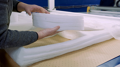 White foam stack cutting. © 2022 TMAS White foam stack cutting. © 2022 TMAS