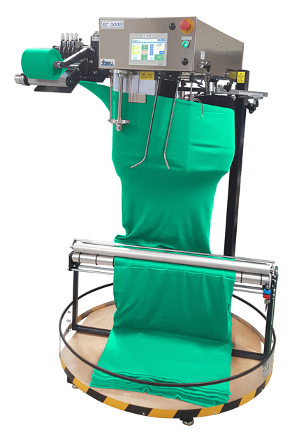 Svegea of Sweden’s latest EC 300 automatic collarette cutter has an output of around 20,000 metres per hour. Svegea of Sweden’s latest EC 300 automatic collarette cutter has an output of around 20,000 metres per hour.