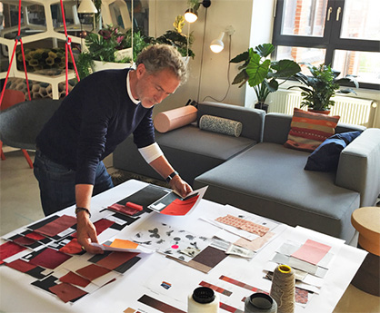 Copyright ©Trevira GmbH | Designer Werner Aisslinger selecting fabrics for special exhibition “Textile Future by Trevira CS” Copyright ©Trevira GmbH | Designer Werner Aisslinger selecting fabrics for special exhibition “Textile Future by Trevira CS”