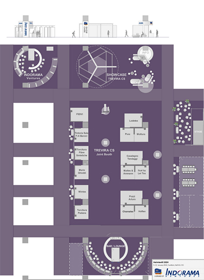 © Photo: Indorama Ventures Fibers Germany GmbH | Stand layout of the Trevira CS Joint Stand, Heimtextil 2024 © Photo: Indorama Ventures Fibers Germany GmbH | Stand layout of the Trevira CS Joint Stand, Heimtextil 2024
