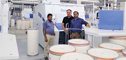 From left to right: Mr. Sekar, Mr. Saidov, Mr. Prakash (c) 2020 Truetzschler From left to right: Mr. Sekar, Mr. Saidov, Mr. Prakash (c) 2020 Truetzschler